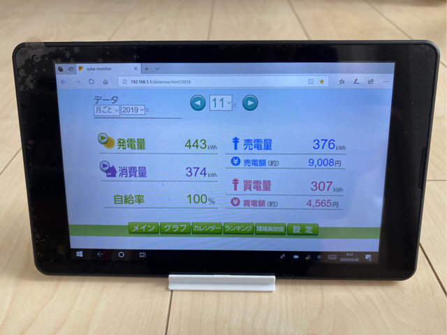 11月の太陽光発電量